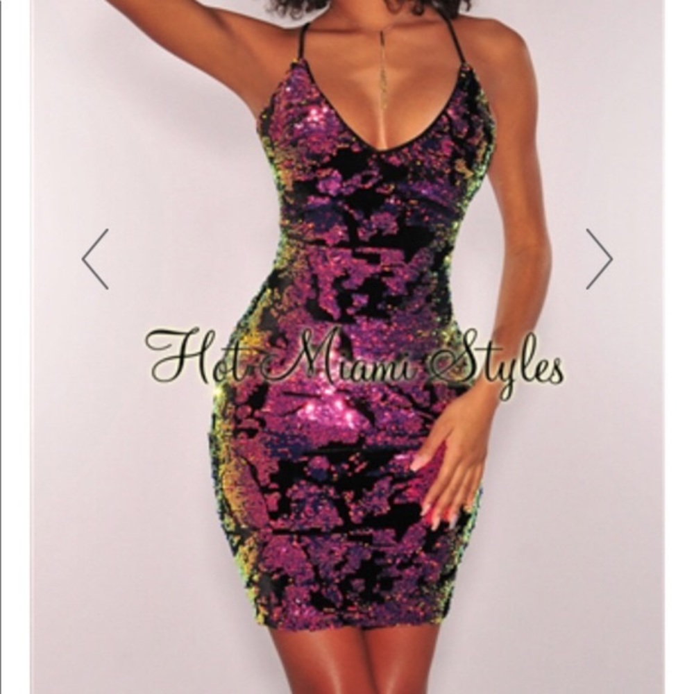 Sexy Cocktail Dress (Rainbow Iridescent Reversible Sequin Dress)